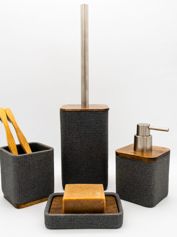 Set d'Accessoires de Salle de Bain en Matériau Texturé