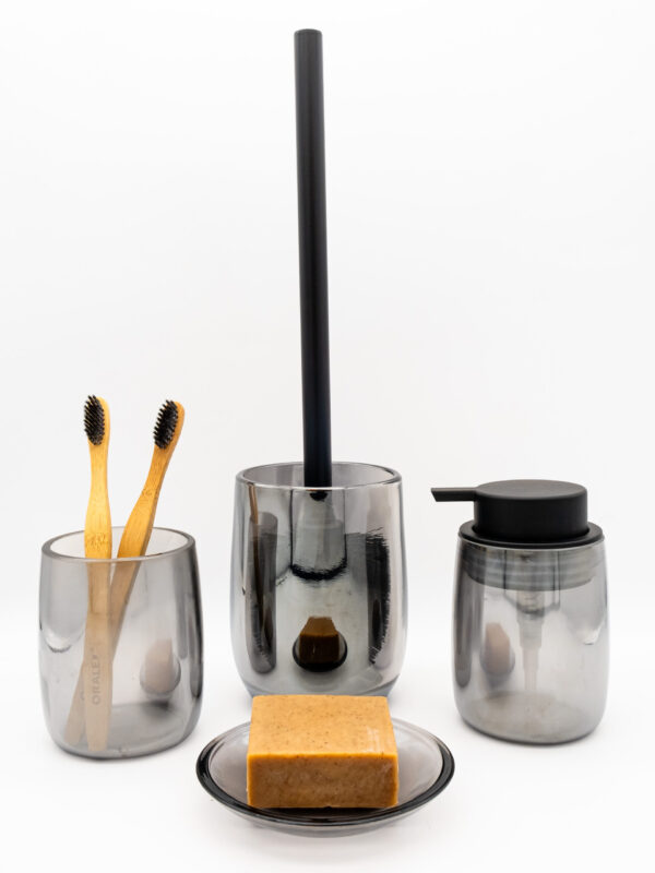 Set d'Accessoires de Salle de Bain en Verre Fumé