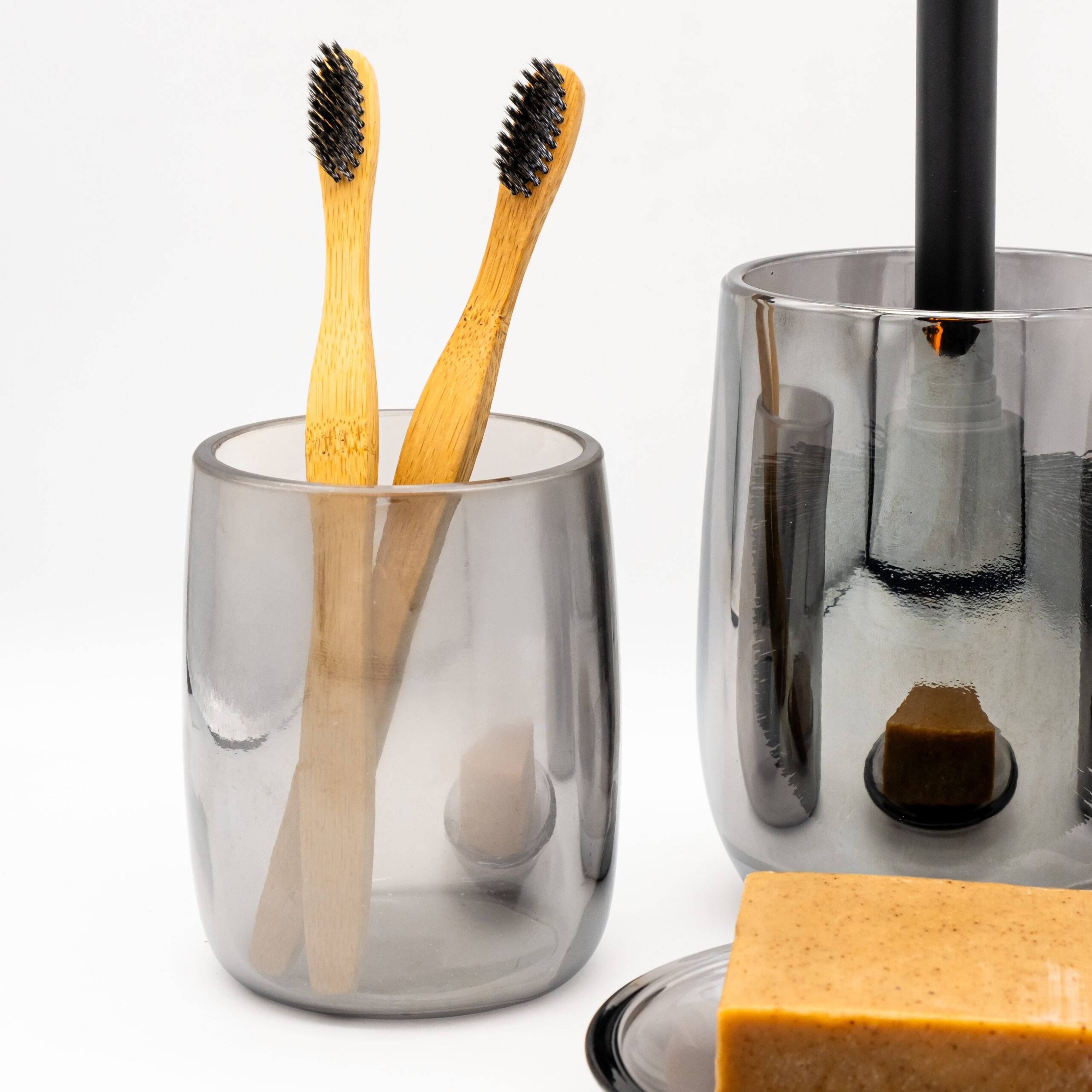Set d'Accessoires de Salle de Bain en Verre Fumé - Image 3
