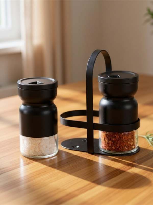 Salière et poivrière en verre
