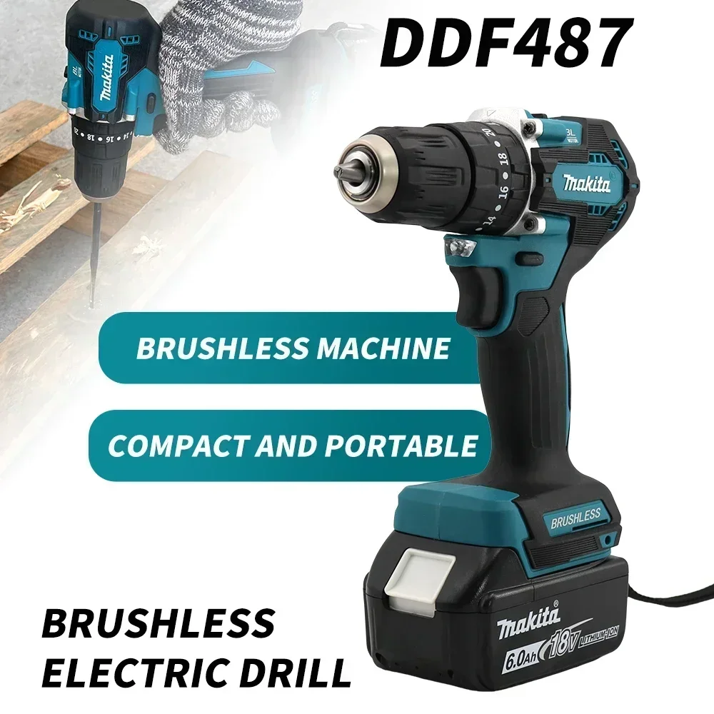 Makita DDF487 Perceuse-visseuse sans fil 18V sans balais, compacte, couple élevé, vitesse variable, outil électrique pour le travail du bois, compatible avec les batteries Makita - Image 3
