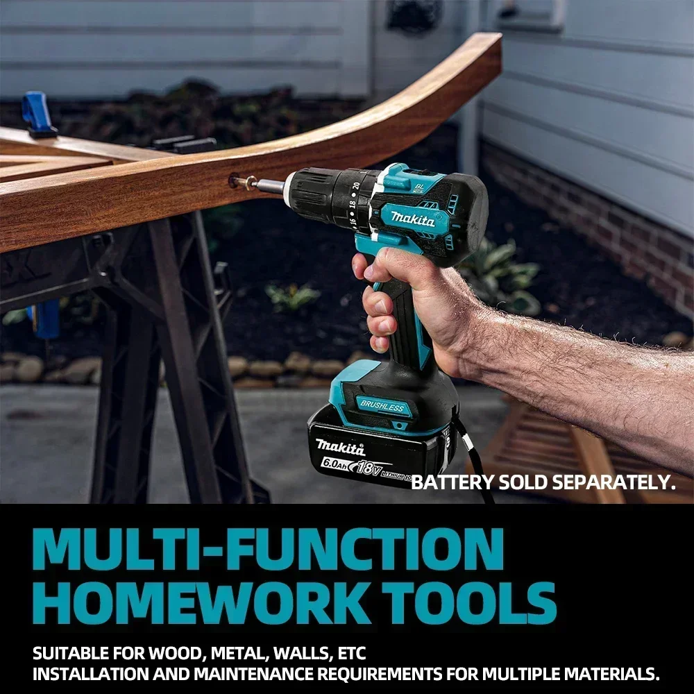 Makita DDF487 Perceuse-visseuse sans fil 18V sans balais, compacte, couple élevé, vitesse variable, outil électrique pour le travail du bois, compatible avec les batteries Makita - Image 2